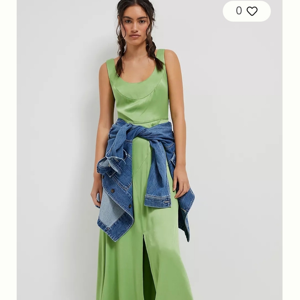 ANTHROPOLOGIE Rima Maxi Dress 2P 2 Petite XS Lime Green